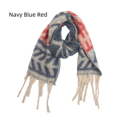 Women Thick Fringed Leaf Scarf