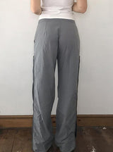 Side Zipper Contrast Color Split Casual Pants