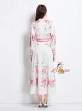 Porcelain Pattern Stand-up Long Dress
