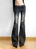 Low Waist Embroidered Flowers Slim Jeans