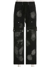 Tie-dyed Printed Straight High Waist Pant
