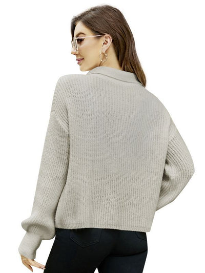 Women Loose Lapel Pullover Sweater