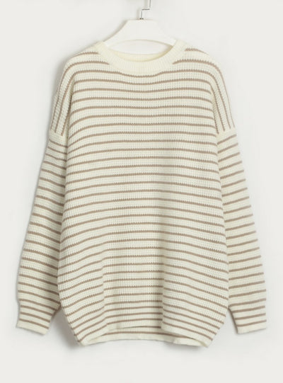 Striped Round Neck Casual Loose Sweater
