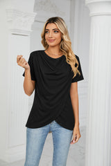 Solid Color Round Neck Short Sleeve T-shirt
