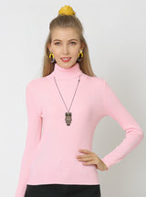 Solid Color High Neck Sweater