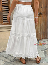 A-line Leisure Seaside Holiday Skirt