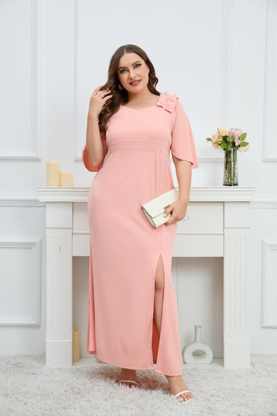 Bohemian Short-sleeved Slit Slim Dress