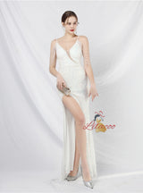 Spaghetti Straps Sequins Beading Porm Dress