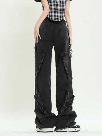Retro Wide-leg Five-pointed Star Jeans