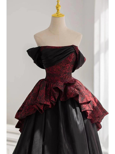 Print Off the Shoulder Tulle Prom Dress