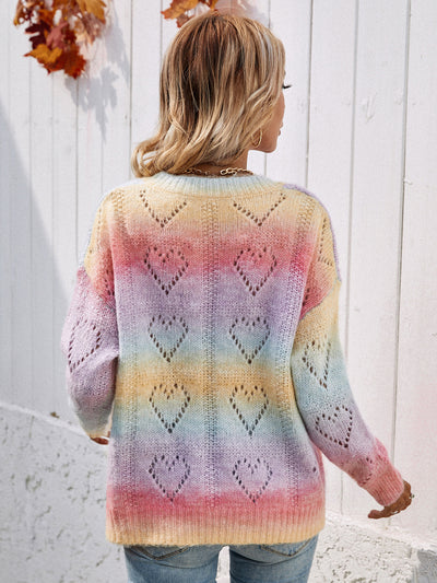 Rainbow V-neck Pullover Women's Sweater