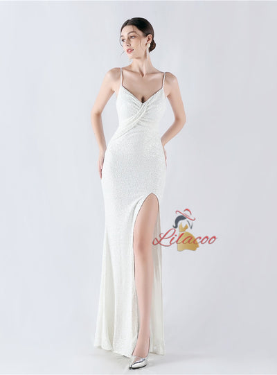 Mermaid Sequins Spaghetti Straps Prom Dress