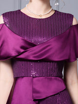Purple Sequins Mother Of The Bride Dress