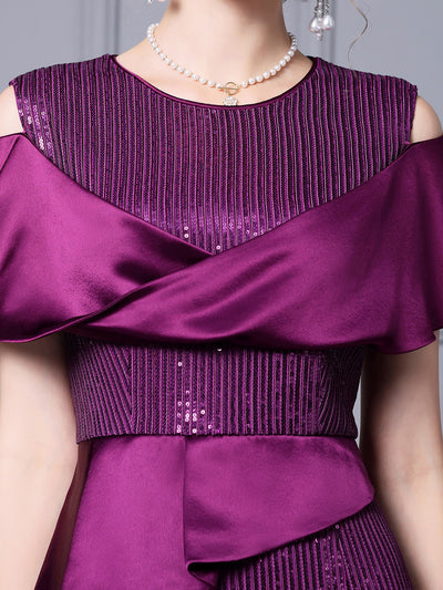 Purple Sequins Mother Of The Bride Dress