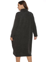 High Neck Contrast Striped Loose Plus Size Dress