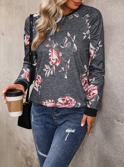 Pullover Print Long Sleeve Round Neck T-shirt