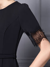 Black Short Sleeve Lace Mother Of The Bride Dress