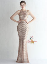 Halter Mermaid Sequins Prom Dress