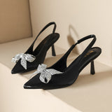 Pointed Stilettos Rhinestone Bow Sandals