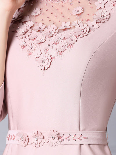 Pink 3D Flower Mother of the Bride Dress