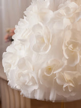 White Tulle 3D Flower Homecoming Dress