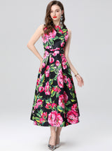 Women Printed Silm Waist Dress