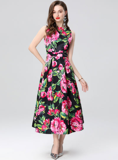 Women Printed Silm Waist Dress