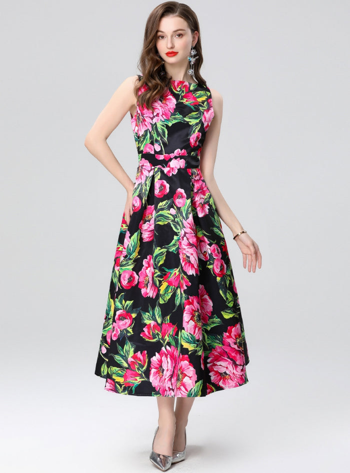 Women Printed Silm Waist Dress