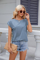 Round Neck Short Sleeves Pockets T-Shirt