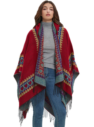Family Style Love Red Tassel Hooded Cloak