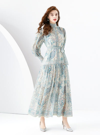 Retro Palace Long Sleeve Printed Dress