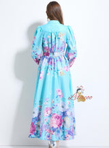 Fashion Printed Lantern Sleeve Dress