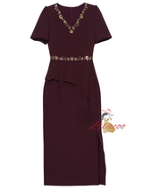 Pink V-neck Sequins Mother of the Bride Dress