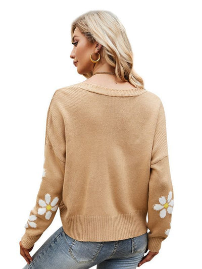 Autumn and Winter Loose Cardigan Print Sweater