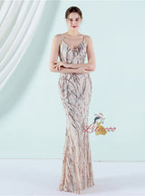 Mermaid Sequins Spaghetti Straps Prom Dress