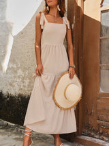 Open-back Solid Color Sling Dress