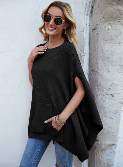 Loose Bat Sleeve Shawl Sweater