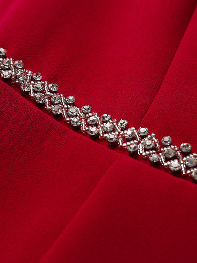 Red 3/4 Sleeve Mother Of The Bride Dress
