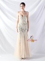 Mermaid Strapless Sequins Prom Dress