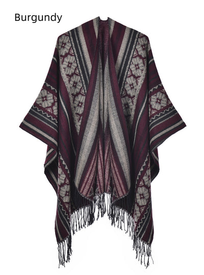 Women's Retro Tassel Split Shawl