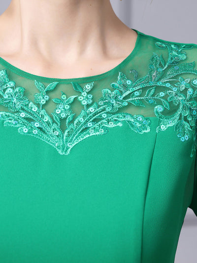 Green Appliques Mother Of The Bride Dress
