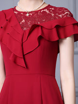 Simple Red Lace Mother Of The Bride Dress