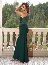 Sexy One-shoulder Contrast Dress