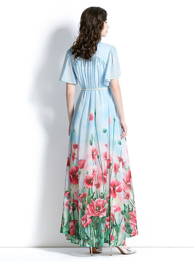 Bohemian Short-sleeved Printed Dress