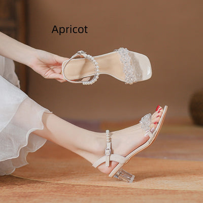Pearl Crystal and High-heeled Sandals