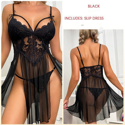 Sexy Mesh Perspective Lace Sling Nightdress Pajamas