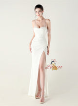 Mermaid Spaghetti Straps Pleats Prom Dress