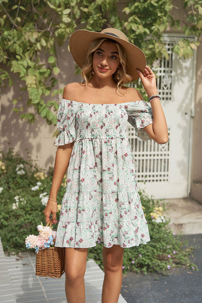 Summer Printed Chiffon Short-sleeved Loose Dress