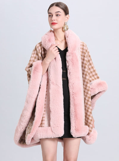 Hooded Loose Jacquard Knitted Cloak Shawl