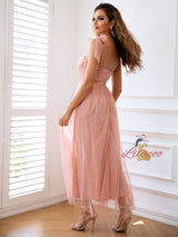 Sweet Gauze Sling Slim Long Dress